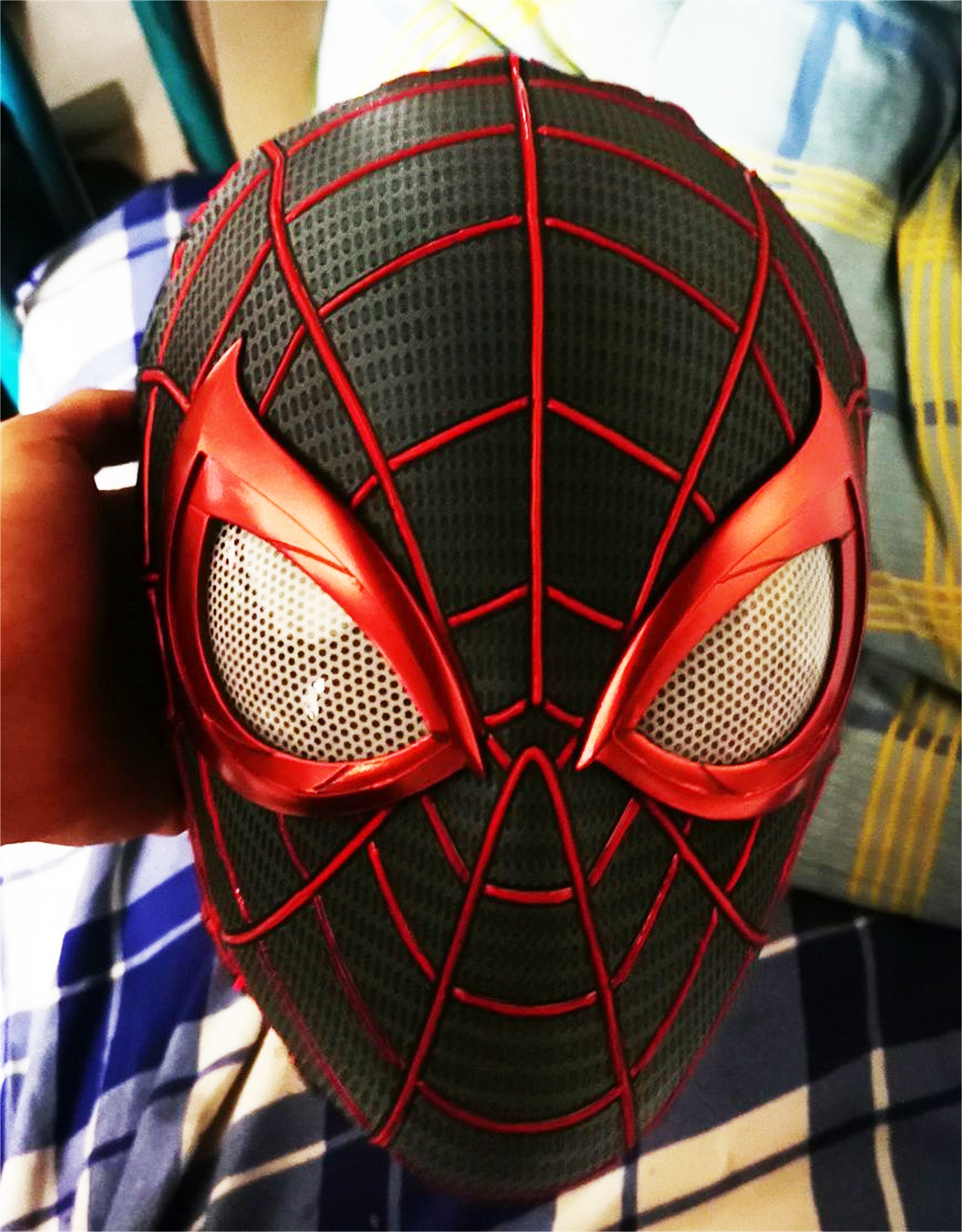 Spiderman Mask/Suit Black Spiderman Miles Morales Cosplay Etsy