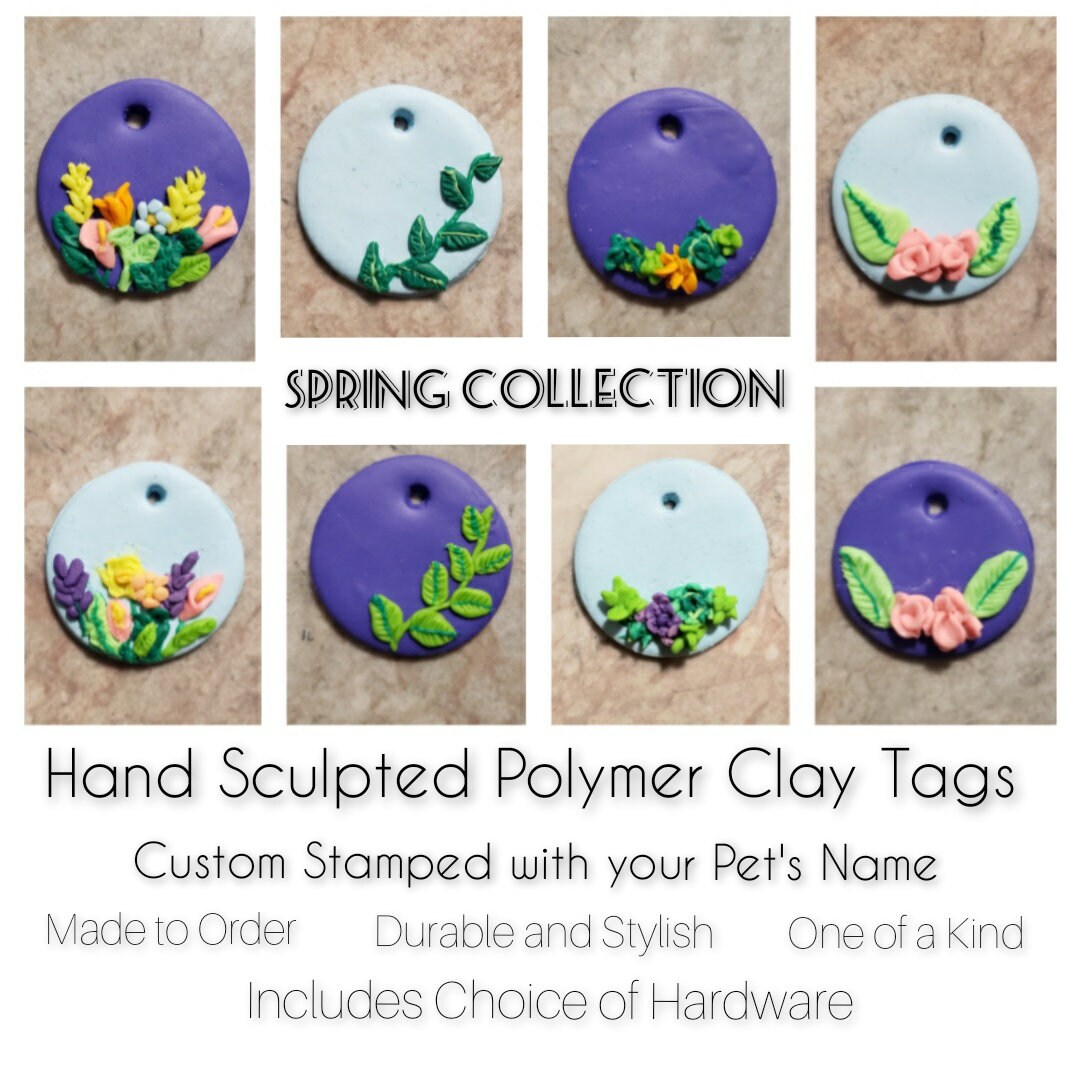 Dog Tag Polymer Clay Dog Tag Dog Name Tags Stamped Dog Tags Keychains