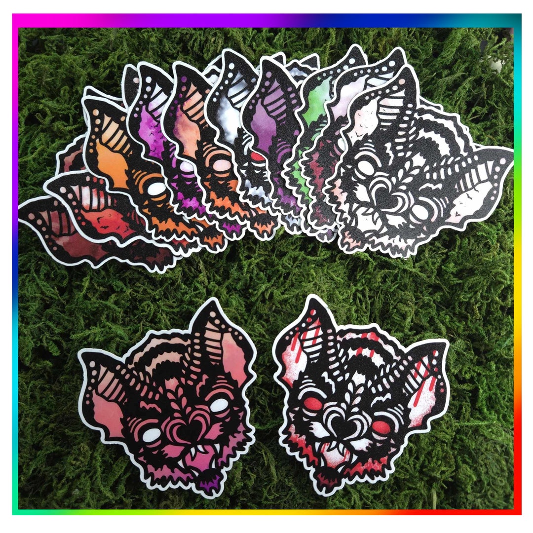 Bat Colorful Gothic Spooky Halloween Sticker Decals - Etsy