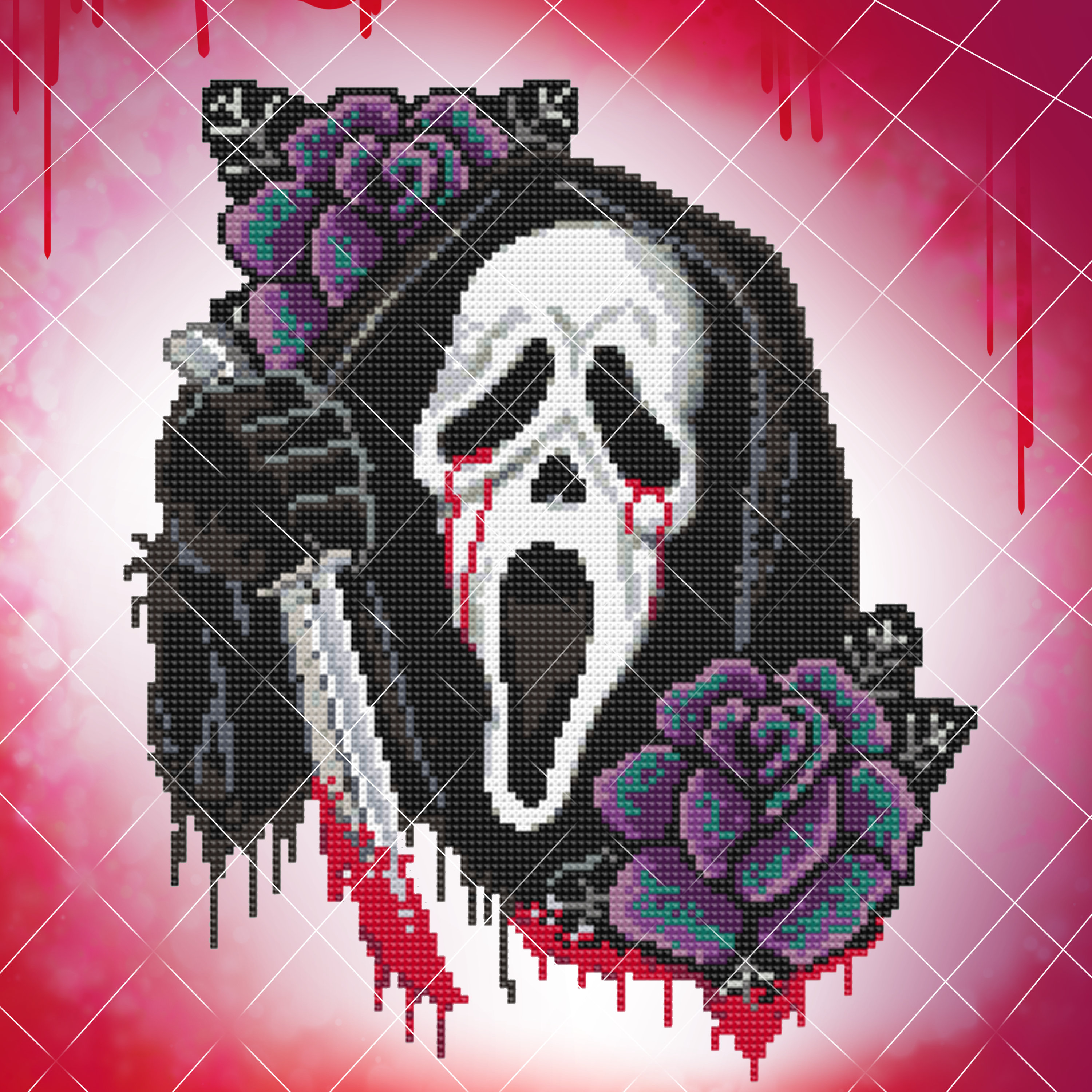 Ghostface Scream Halloween Cross Stitch Pattern PURPLE Etsy