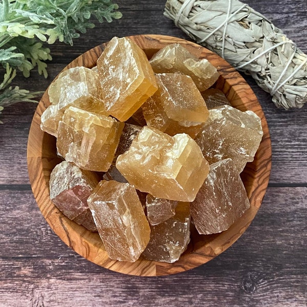 Raw Honey Calcite Stones | Rough Honey Calcite Crystal Gemstones, Golden Yellow | Shop Metaphysical Crystals for Solar Plexus, Sacral Chakra