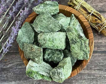 Raw Diopside Stones | Rough Natural Unpolished Green Diopside Crystal Gemstone Specimen | Shop Metaphysical Crystals for Heart Chakra