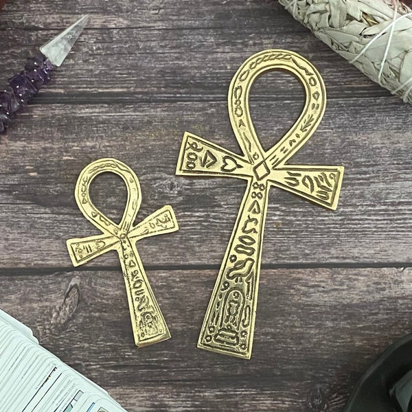 Brass Ankh Altar Tile, Brass Plated Egyptian Ankh Wall Art, Ankh Home Decor, Altar Supply