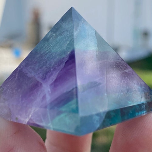 Yellow Fluorite Reiki Energy Pyramid Crystal Protective Healing Gemstone 2" 