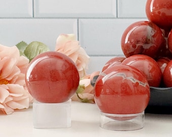 Red Jasper Crystal Sphere | 40mm Brecciated Red Jasper Crystal Ball | Jasper Orb | Red Jasper Sphere for Altar, Divination, Meditation