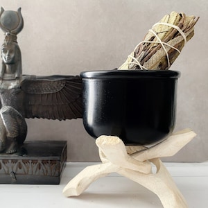 Black Soapstone Offering Bowl, Soapstone Smudge Pot, Soapstone Burner, 3" Smudge Pot for Charcoal Loose Smudge, Herbs, Resin, Incense, Altar