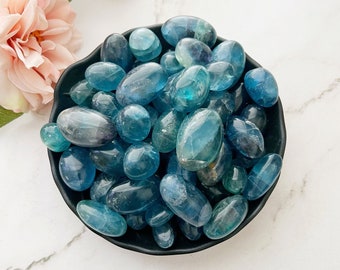 Blue Fluorite Tumbled Stones | Polished Blue Fluorite Crystals | Shop Metaphysical Crystals for Third Eye & Throat Chakra