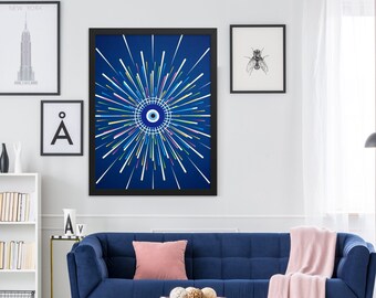 Evil Eye Wall Art, Evil Eye Printable Poster, Starburst Evil Eye Print, Evil Eye Protection Poster, Home Decor, Instant Digital Download