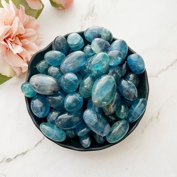 Blue Fluorite Tumbled Stones | Polished Blue Fluorite Crystals | Shop Metaphysical Crystals for Third Eye & Throat Chakra
