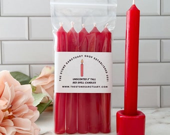 5" Red Spell Candles, Red Chime Candles, Witch Candles for Spells, Ritual Candles, Small Bulk Candles, Red Candles for Spellwork, Magic
