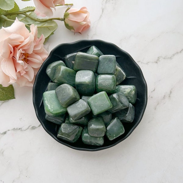 Nephrite Jade Tumbled Stones | Polished Green Nephrite Jade Crystal Gemstones | Shop Metaphysical Crystals for Heart Chakra