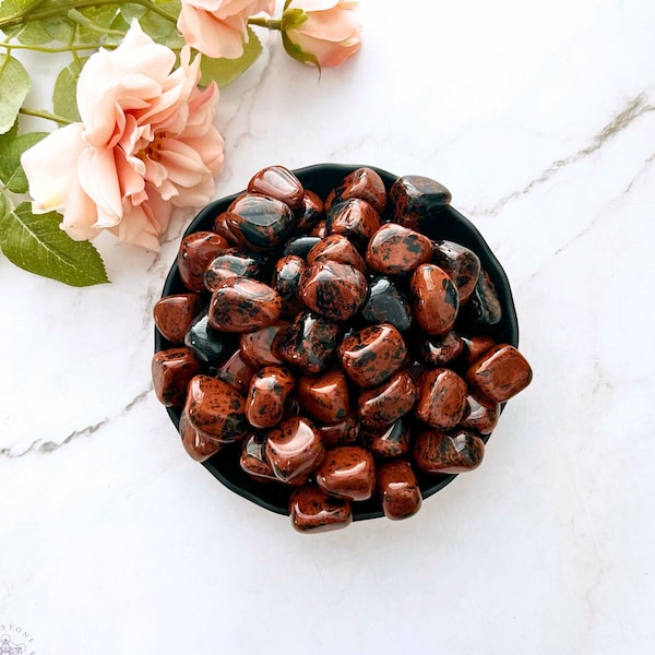 Mahogany Obsidian Tumbled Stones | Polished Mahogany Obsidian Crystal |Mountain Mahogany | Shop Metaphysical Crystals for Root Chakra