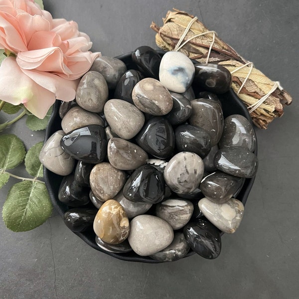 Flint Tumbled Stones | Polished Flint Crystals, Flintstone | Shop Metaphysical Crystals for Root & Soul Star Chakras