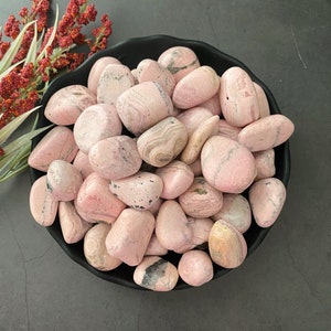 Rhodochrosite Tumbled Stones | Grade B Polished Pink Rhodochrosite Crystal Gemstones | Shop Metaphysical Crystals for Heart Chakra