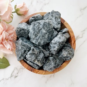 Raw Larvikite Stones | Rough Natural Unpolished Silver Gray Larvikite Gemstones | Shop Metaphysical Stones for Root Chakra