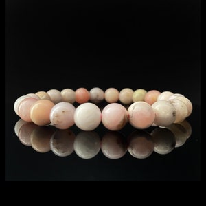 8mm Pink Opal Beaded Bracelet | Polished Pink Opal Bead Stretch Bracelet | Shop Metaphysical Crystal Jewelry, Heart Chakra, Gift, Mom, Her