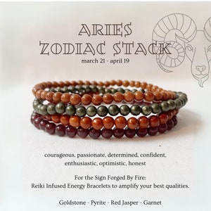 Aries Bracelet Set, Aries Crystal Beaded Bracelets, Aries Crystal Kit, Birthday Present, Aries Zodiac Gift Idea, Men, Women, Friend
