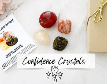 Confidence Crystal Kit: Set of 4 Tumbled Stones | Carnelian, Sunstone, Citrine, Dragon Stone