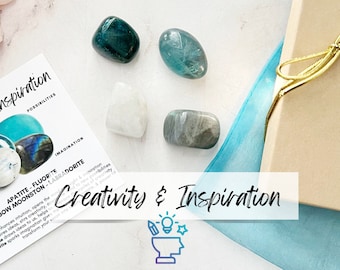 Creativity Crystal Set: Apatite, Fluorite, Moonstone, Labradorite Tumbled Stones