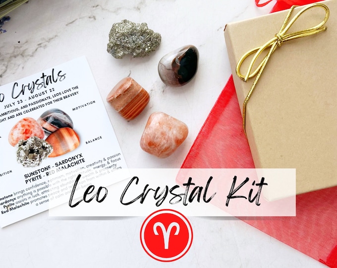 Leo Crystal Set | Kit of 4 Crystals for Leo | Great Idea for Birthday Gift for Leo, Him, Her | Shop Metaphysical Zodiac Crystals