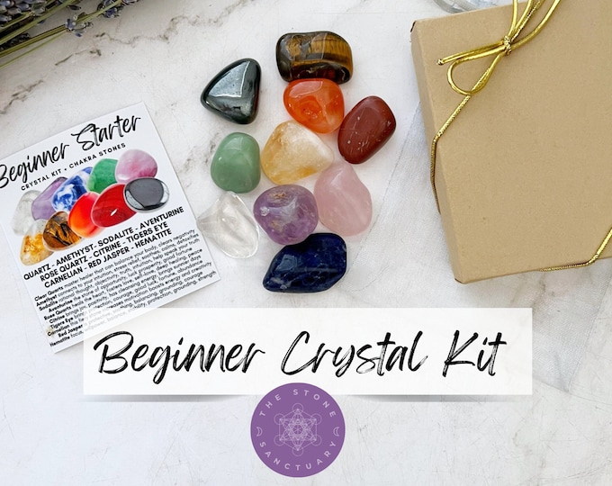 Beginner Crystal Set | Crystal Starter Kit - 10 Tumbled Polished Gemstones | Shop Metaphysical Crystals Essentials for Your Crystal Journey