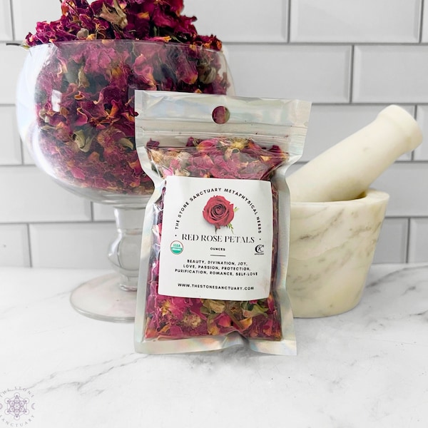 Red Rose Buds & Petals | Dried Red Rose Petals, Whole | Rosa centifolia, Herbs for Spells, Rituals, Witchcraft, Magic, Crafts, Oils
