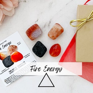 Fire Energy Crystal Kit | Crystals for Fire Elemental Energy | Fire Element Crystals | Metaphysical Crystals Set for the Element Fire