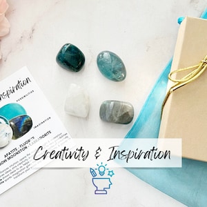 Creativity Crystal Set: Apatite, Fluorite, Moonstone, Labradorite Tumbled Stones