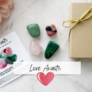 Love Awaits Crystals Set, Crystals Kit for Romance, Love, Attraction, Self Love Crystals, Heart Mending, Manifest Love Life Of Your Dreams