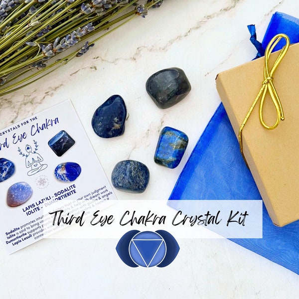 Third Eye Chakra Crystal Set | Tumbled Stone Kit for Third Eye Chakra | Blue Polished Gemstones for Ajna | Shop Metaphsycial Crystals