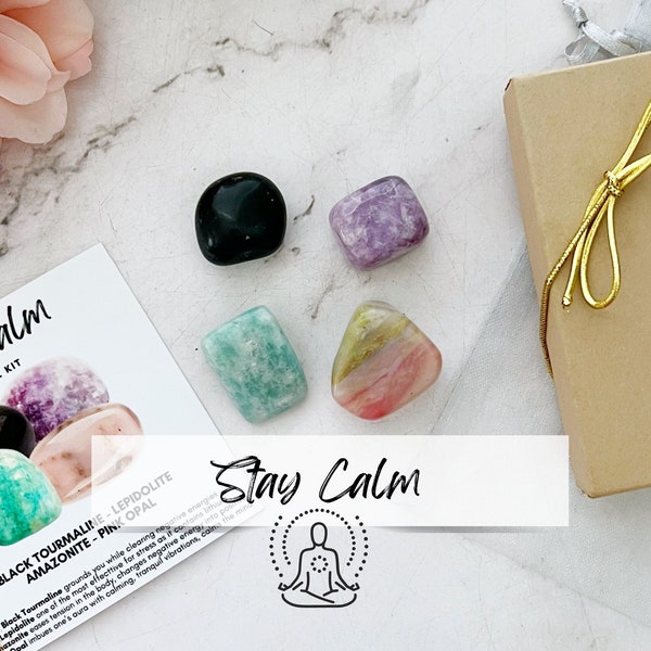 Stay Calm Relief Crystal Kit | Calming Crystal Set | Crystals for Inner Peace, Worry, Stress | Shop Metaphysical Crystal Kits