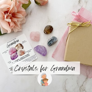 Grandma Crystal Set, Grandmother Crystals for Nana, Nona, Ouma, Bubbe, Aubela - Unique Gift Idea for Birthdays, Holidays, Mother's Day, Love