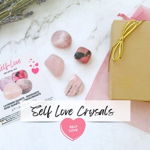 Self Love Crystal Kit, Self-Love Crystal Set, Self Care Tumbled Crystals, Perfect Valentine's Day Gift for You, Friends, Sisters, and Moms