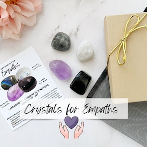 Crystals Set for Empaths | Empath Crystals |  Empath Protection Crystals | Empath Gifts | Healing Crystals Kit for Empaths | Aura Protect
