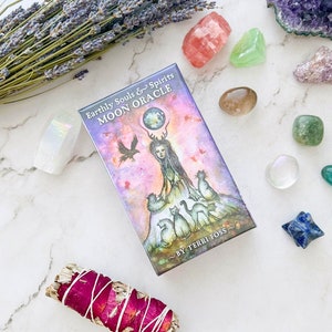 Earthly Souls & Spirits Moon Oracle Deck by Terri Foss, 55 Spirit Oracle Cards w/132 Page Guidebook, Affirmations, Meditations, Moon Rituals
