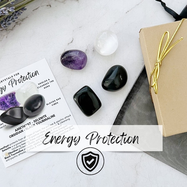 Energy Protection Crystal Kit, Crystals for Energy Protection, Block Negative Vibes, Energy Vampires, Aura Protection, Crystals for Empaths