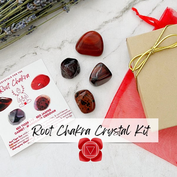 Root Chakra Crystal Set | Tumbled Stone Kit for Root Chakra | Red Polished Gemstones for Muladhara | Shop Metaphsycial Crystal