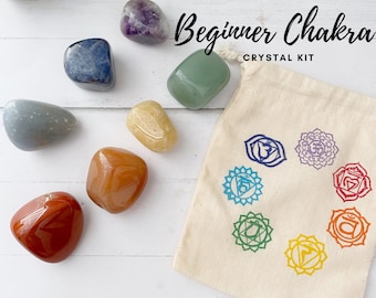 Ensemble de 7 chakras pour débutants en cristal | Pierres roulées pour chakras polies | Kit de démarrage en cristal avec sept pierres de guérison, infusées de reiki