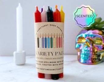 Variety Pack Spell Candles, Scented Chime Candles, Chakra Candles, Witch Candles, Ritual Candle, Small Bulk Candles, Candle Magic for Spells