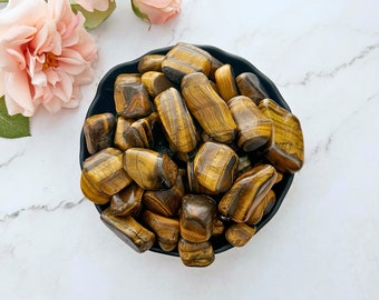 Tiger Eye Tumbled Stones | Polished Tiger's Eye Crystal Gemstones | Shop Brown Metaphysical Crystals for Solar Plexus, Sacral Chakras