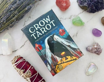 Crow Tarot Card Deck by MJ Cullinane | 78 Card Crow Tarot Deck and Guidebook | Crow Meditation Cards | Folk Oracle Cards