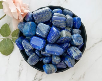 Lapis Lazuli Tumbled Stones | AAA+ Polished Lapis Lazuli Crystal | Shop Metaphysical Crystals for Third Eye, Throat Chakras