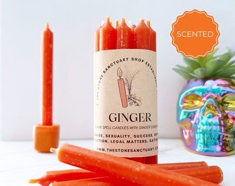 5" Orange Chime Candles | Ginger Scented Spell Candles for Rituals & Meditation