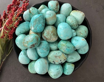 Peruvian Turquoise Tumbled Stones | Natural Turquoise Gemstones from Peru | Shop Metaphysical Crystals for Throat Chakra