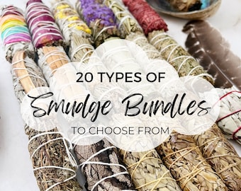 Sage Bundles: Shop 20+ Types Smudge Sticks for Positive Energy, Good Vibes, New Beginnings, Black, Blue, Lavender, Mugwort, Rose, White Sage