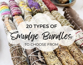 Sage Bundles: Shop 20+ Types Smudge Sticks for Positive Energy, Good Vibes, New Beginnings, Black, Blue, Lavender, Mugwort, Rose, White Sage