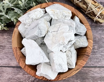 Raw Howlite Stones | Rough Natural Unpolished White Howlite Crystal Gemstones | Shop Metaphysical Crystals for Crown Chakra