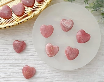 Mini Rhodochrosite Heart: 20mm Polished Pink Pocket Crystal