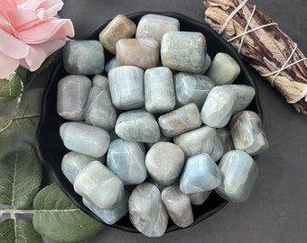 Aquamarine Tumbled Stones | Polished Aquamarine Crystal from India | Shop Metaphysical Crystals for Throat Chakra