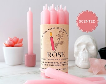 Rose Pink Spell Candles, 5" Pink Chime Candles, Witch Candles for Spells, Ritual Candles, Small Bulk Candles, Pink Candles for Love, Magic